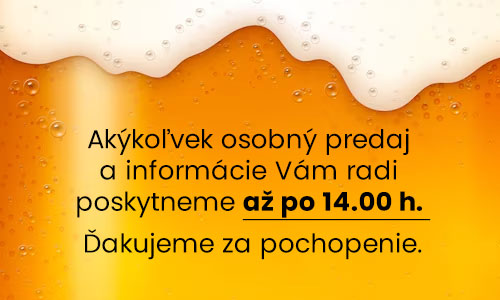 Akýkoľvek osobný predaj  a informácie Vám radi  poskytneme až po 14.00 h.  Ďakujeme za pochopenie.